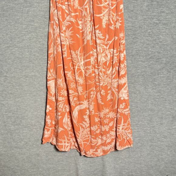 H&M Orange Apricot Floral HalterTop Tie Dress Casual Summer Vacation Beach Small - Picture 6 of 6